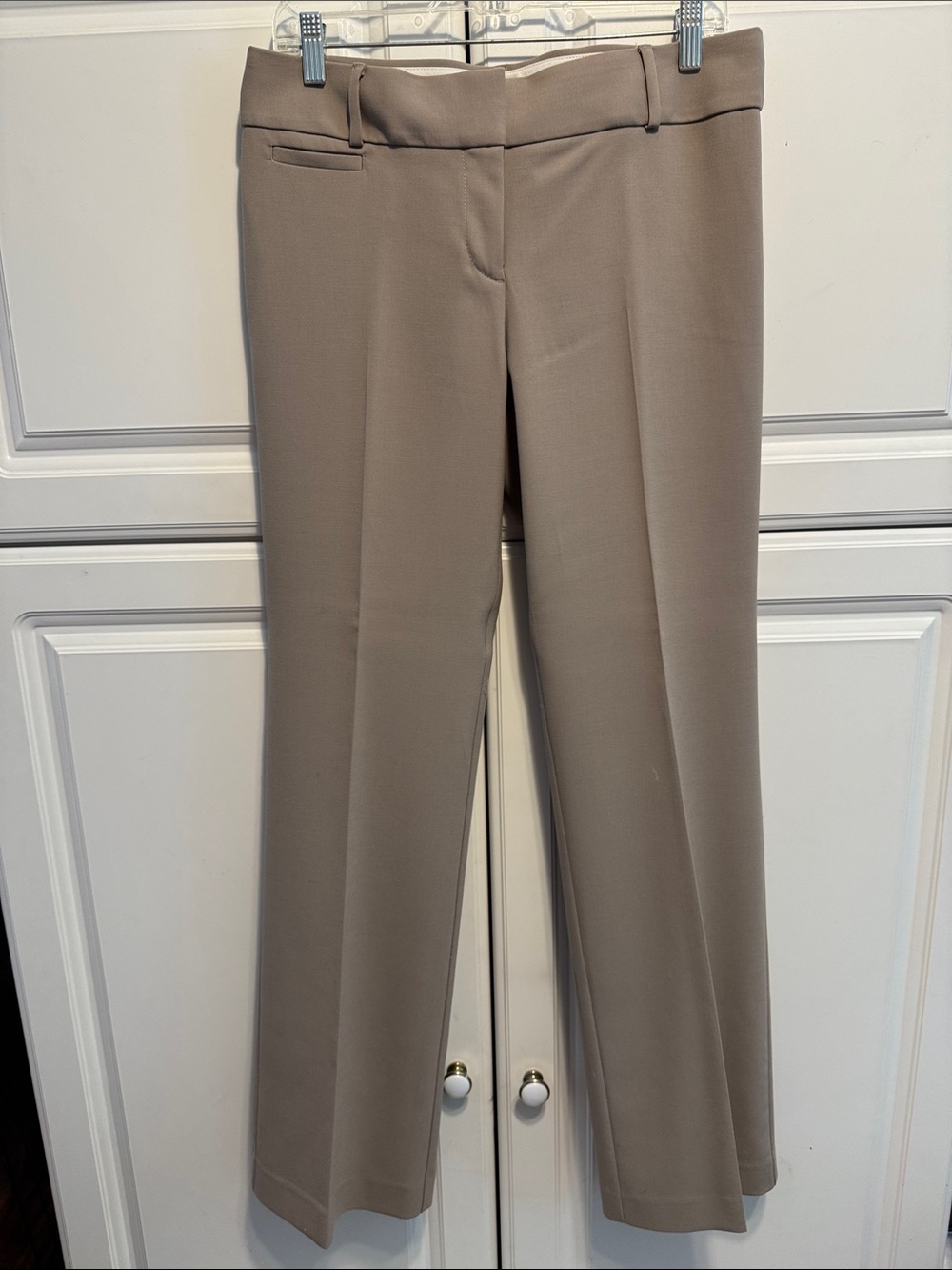 LOFT Taupe/Beige Straight-Leg Trousers